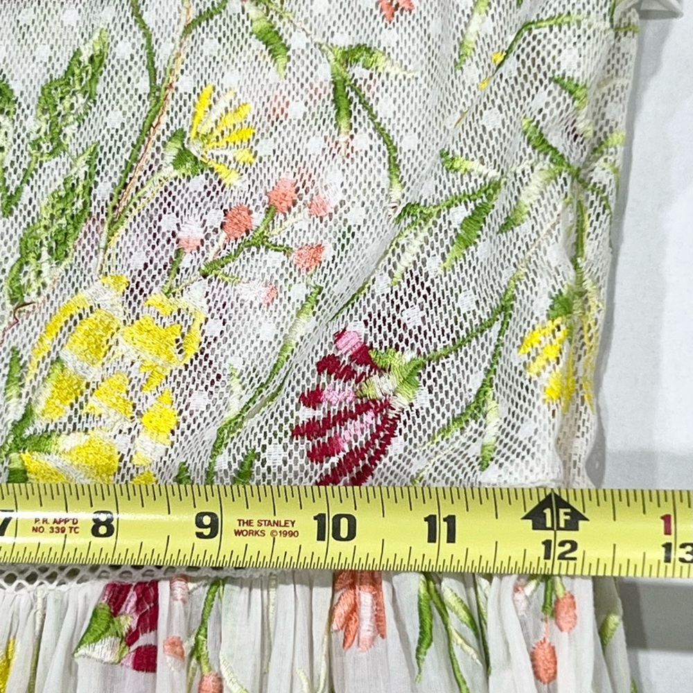 Antik Batik Fanya Boho Floral Embroidered Sheer Maxi Dress XS/36 Cottage Core - Picture 8 of 14